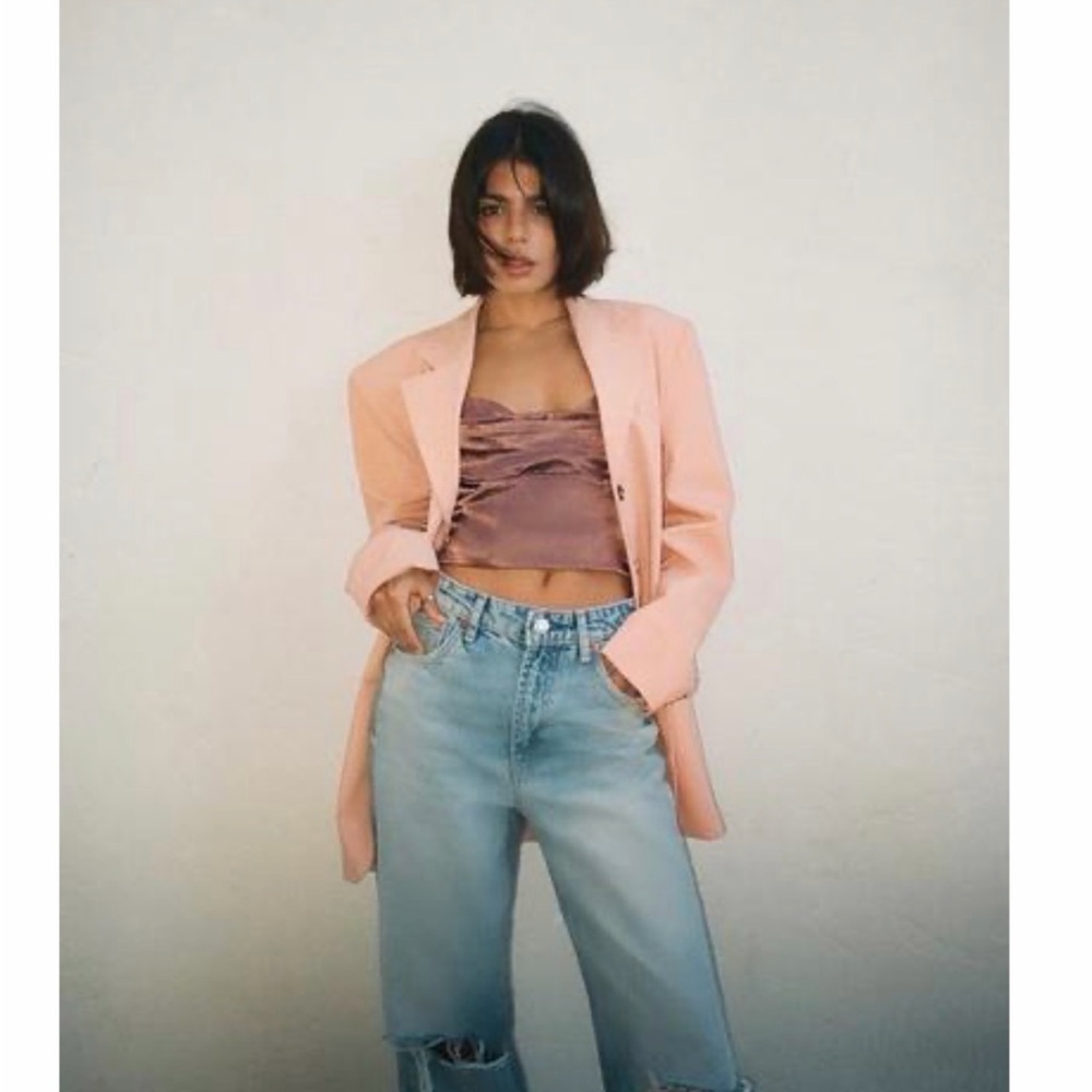 Zara pale pink oversized menswear style blazer BNWT